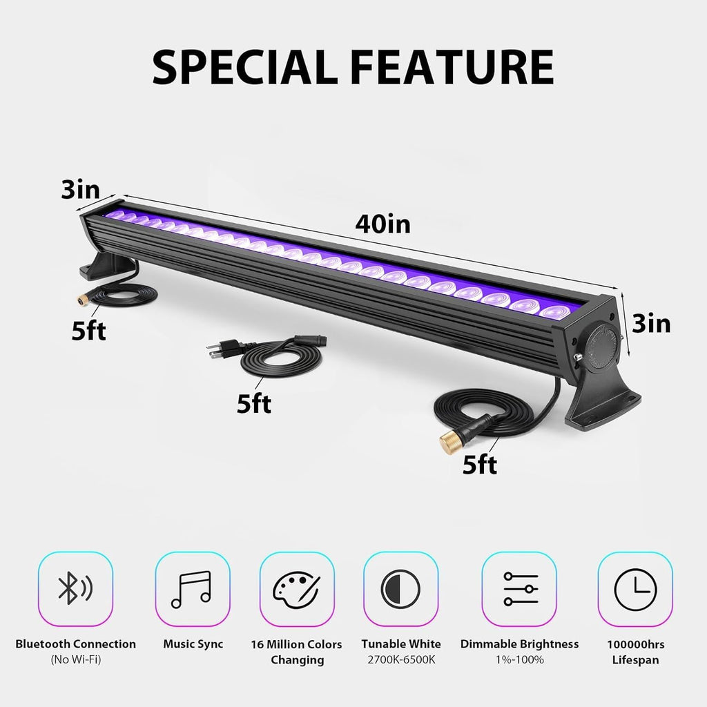 ATCD Lighting 168W Programmable RGB+CCT LED Wall Washer Light Bar
